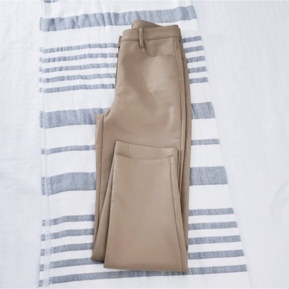 ARITZIA WILFRED "MELINA" Straight Fit Tan Vegan Leather Pants- New - Picture 12 of 16
